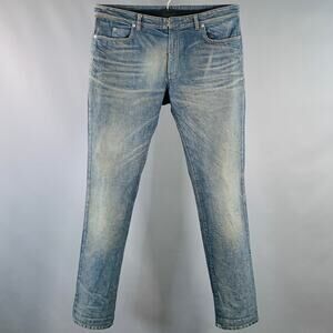 MAISON MARGIELA Size 36 Blue Washed Cotton Denim Twill Tapered Zip Fly Jeans